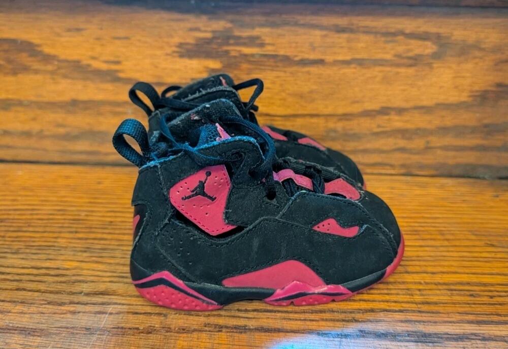 JORDAN AIR TRUE FLIGHT SNEAKERS - CU4936-001 Red Black Toddlers Sz 5C